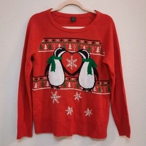 LOL Vintage Penguins Christmas Sweater L